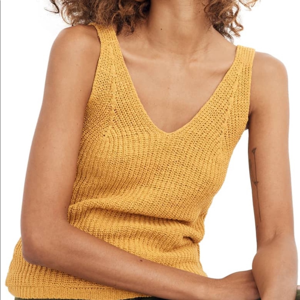 Madewell Monterey Tank Sweater Mustard Large